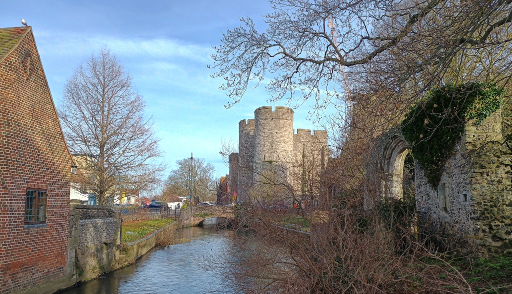 Medieval West Gate Canterbury from Westgate Gardens